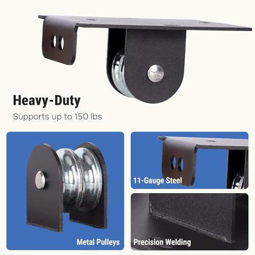 RoakyRoasy Kayak Hoist for Garage Ceiling with Metal Pulley System Holds 150 lbs, 5.5" Low-Profile Canoe Storage Lift, Par...