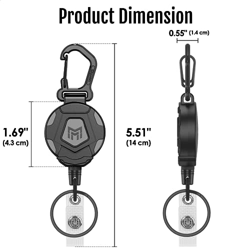 MNGARISTA 2-Pack Retractable Keychain, Heavy Duty Carabiner Badge Holder, Tactical ID Badge Reel Key Chain with 31.5” Stee...
