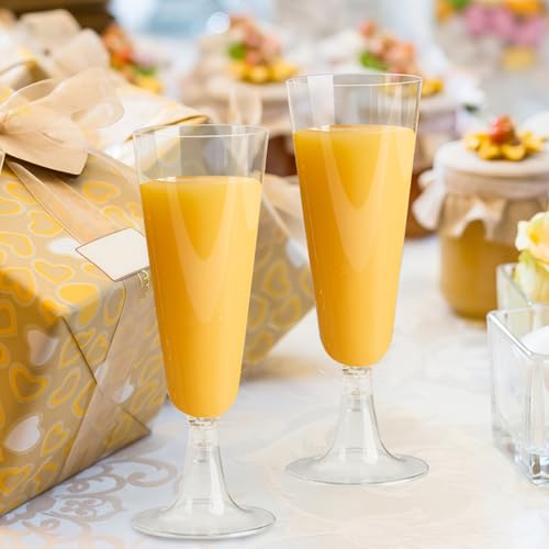 Soelomu 40 Pack Plastic Champagne Flutes, 5.5 OZ Disposable Wine Glasses Clear Mimosa Champagne Flutes for Party, Wedding,...