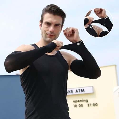 1 Pairs Outdoor Sports Sun Compression Arm Sleeve, UV Sun Protection Cooling Arm Sleeves, Cooling Tattoo Cover Up Sleeves,...
