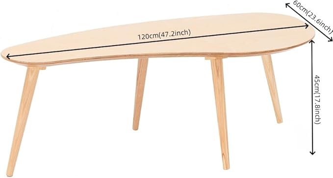 woJKod Solid Wood Table Desk, Coffee Table End Table Round for Kitchen Dining Room, Living Room, Bedroom and Restaurant, 4 Legs Removable-Natural
