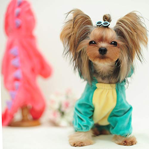 NIULA Dinosaur Dog Halloween Costume Pet Dino Hoodie for Small & Medium Dogs Green (Green,M)