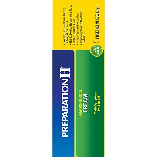 Preparation H Hemorrhoid Symptom Treatment Cream (2 x 1.8 Ounce Tube), Maximum Strength Multi-Symptom Pain Relief with Aloe