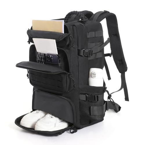 Tsrgsn Tactical Backpack for Men, Travel Gym Backpack with Shoe Compartment, Day Pack Large Sports HiKing Military Rucksac...