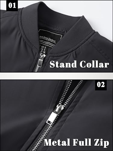 TACVASEN Men's Bomber Jacket Lightweight Casual Spring Fall Windbreaker Zip Up Coat with Pocket