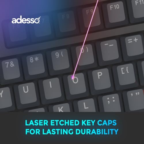 ADESSO EasyTouch 150 Ergonomic Wired Mechanical Keyboard with Cherry MX Brown Switches, Integrated Palm Rest, Dedicated Co...