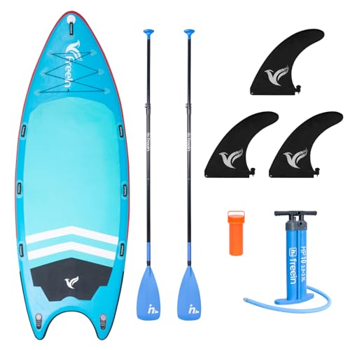 Freein 14’/15’/16’ Inflatable Team SUP, Extra Large Stand Up Paddle Board for Multi Person, Dual-action Hand Pump, Adjusta...