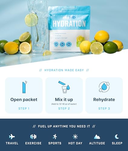 skyMD Daily Hydration | Electrolytes Powder Packets | Low Sugar, 10 Calories | 12 Vitamins & Minerals, Sodium | Drink Mix ...