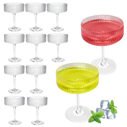 10OZ Plastic Martini Glasses, Set Of 12 - Shatterproof&Reusable Cocktail Glasses With Classic Design, Perfect For Home Us...