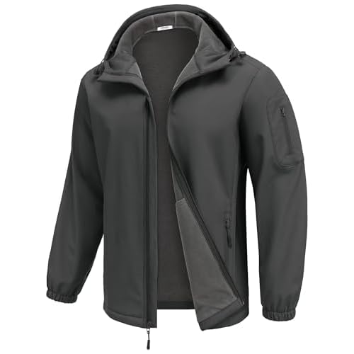COOFANDY Men's Hooded Softshell Jacket Waterproof Fleece Lined Windbreaker Lightweight Outdoor Hiking Jacket