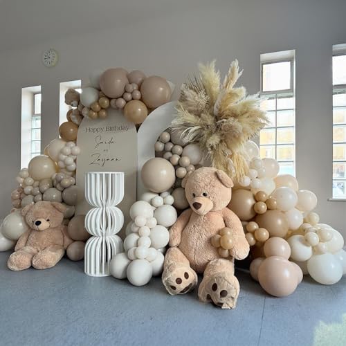 Jobkoo White Sand Balloons, 12 Inch 30 Pcs Beige Balloon Boho White Latex Cream Balloons Matte Off White Sand Neutral Heli...