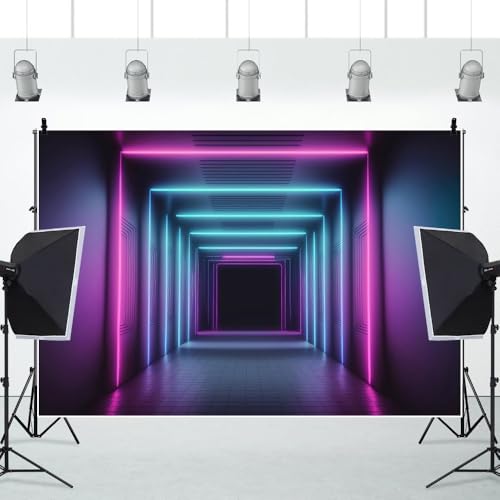 Yeele 10x8ft Let's Glow Neon Tunnel Backdrop for Photography Futuristic Square Neon Light Corridor Background for Birthday...