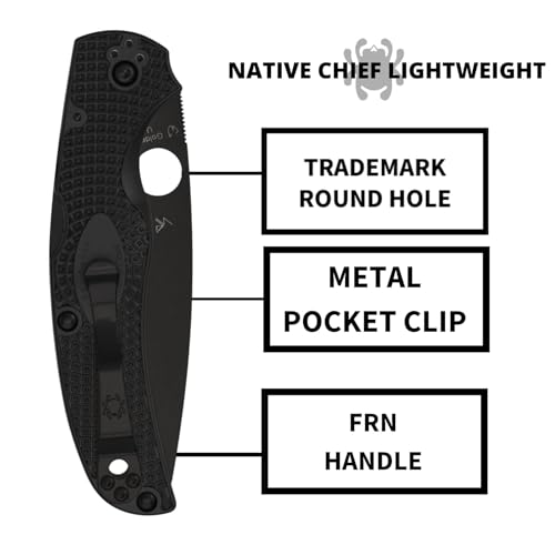 Spyderco Native Chief Folding Pocket Knife with 4” CTS BD1N Steel Blade and FRN Handle - EDC Knife for Men and Women, Perf...