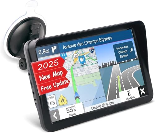 GPS Navigation for Car, Latest 2025 Map,9 inch Touch Screen Real Voice Spoken Turn-by-Turn Direction Reminding Navigation ...
