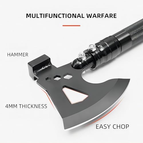 Camping Shovel Axe Outdoor Survival Shovel Set, Multifunctional Folding Tactical Shovel Hatchet Combo, High Carbon Steel C...