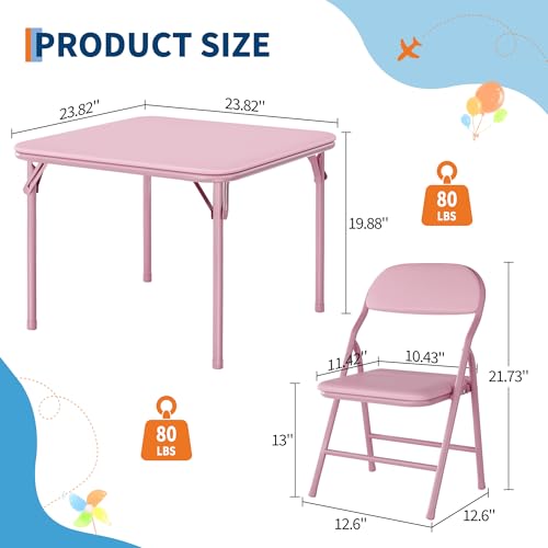 GAOMON 5 Piece Set Folding Table and Chairs Set, Boys and Girls Activity Table and Chairs Set for Dining Room,Daycare,Clas...