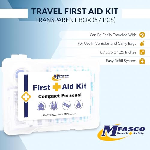 MFASCO Compact Personal First Aid Kit - Mini Medical Essentials for Travel, Hiking, Camping, Outdoor Safety - Lightweight,...