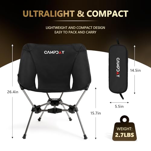 Campday Camping Chair Backpacking Portable Hiking Ultralight Small Lightweight Folding Chair for Outdoor Camp Beach Picnic...