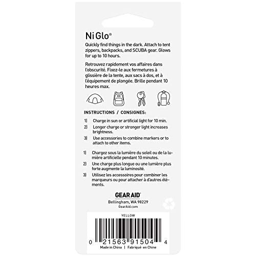 GEAR AID Ni Glo 2” UV Rechargeable Glowing Keychain – Multi-Purpose Glow-in-the-Dark Accessory for Camping