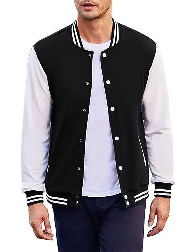 COOFANDY Men's Fashion Varsity Jacket Causal Slim Fit Cotton Letterman Baseball Bomber Jackets