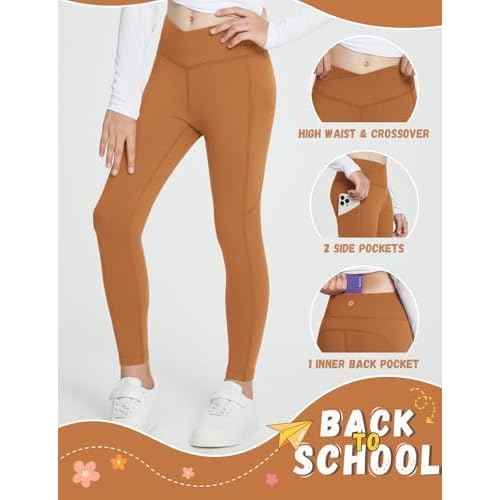 baleaf Girls Fleece Lined Leggings Athletic Yoga Pants Thermal Dance Tights Pockets Winter Running