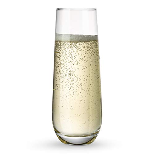 KooK Champagne Flutes, Champagne Glasses, Mimosa Glasses, Stemless Champagne Flutes, Set of 8, 9.4oz, Rose, Prosecco, for ...