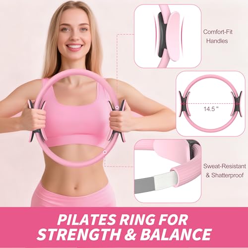 NANATI Pilates Kit, Home Pilates Workout Kit for Women, Pilates Equipment with 14.5" Pilates Ring and Ball, Resistance Ban...