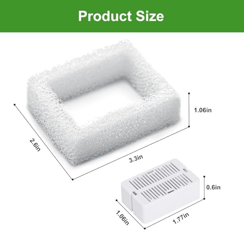 VinDox Pet Fountain Filters - 16 Carbon and 4 Foam Pre-Filters for Ceramic/Cupcake Pet Fountain