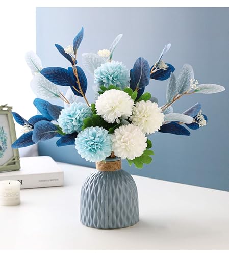 NAWEIDA Artificial Flowers with Vase Faux Hydrangea Flower Arrangements Table Centerpieces for Home Garden Party Wedding D...