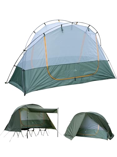 iClimb Ultralight 4 Season Solo Tent Waterproof with Snow Skirt Rainfly, Ground/Off The Ground Tent for Backpacking Campin...
