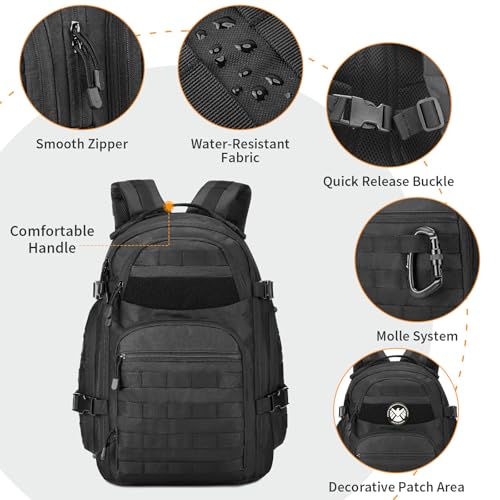 Military Tactical Backpack 30L Molle Rucksack EDC Daypack Small Bug Out Bag for Outdoor Hiking Travel Camping Cycling