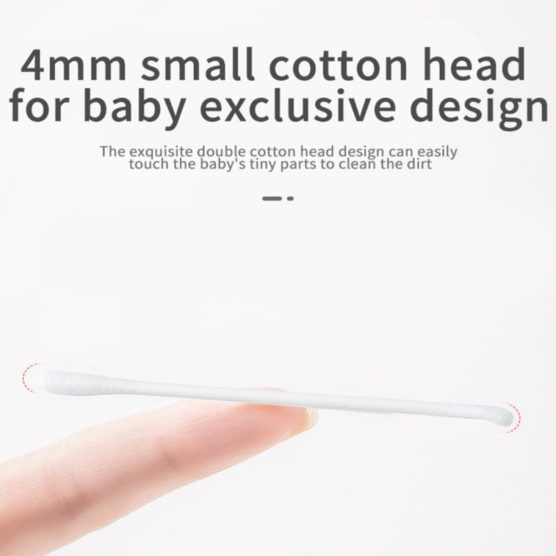 Toddmomy 200pcs Cotton Swabs: Dual-Tip Baby Ear Cleaner with Spoon Design for Babies and Kids, Ear Cleaning and Makeup Applicati