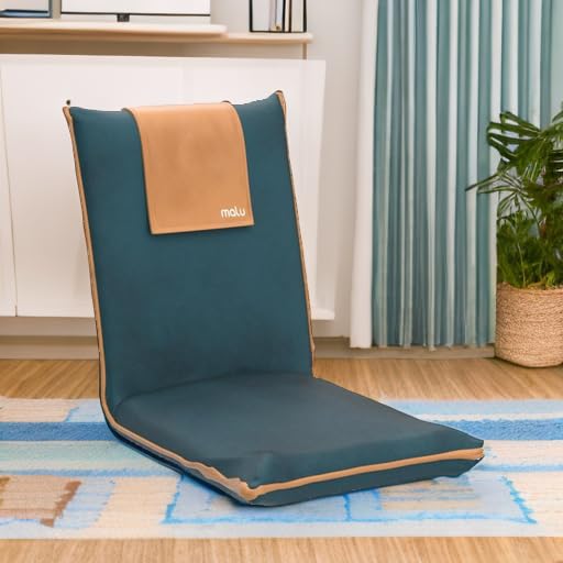 malu Extra Large Padded Floor Chair w/Back Support - Japanese Chair Meditation Cushion, Comfortable Folding Backrest, Remo...