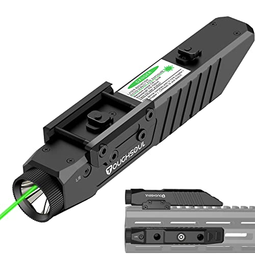 TOUGHSOUL Tactical Flashlight Green Laser Sight Combo, 1450 Lumen Picatinny Rail MLOK Mounted Rechargeable Rifle Flashligh...