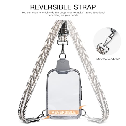 LATMAP DOUBLE ZIP Clear bags Stadium Approved Crossbody Sling Bag Fanny Pack Purses for Women Men Belt bag for Stadium Events