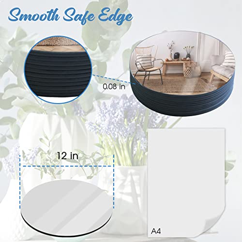 JAMBALAY 12" Round Mirror Centerpieces for Tables, Set of 12 Glass Mirror Table Centerpieces, Circle Glass Mirror Trays, M...