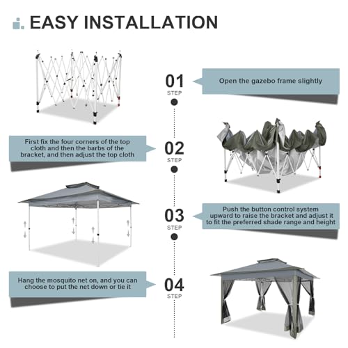 COBIZI 12x12 Pop up Gazebo on Clearance Outdoor pop up Canopy Tent with Mosquito Netting & Sandbags, with 4 Ropes 8 Stakes...