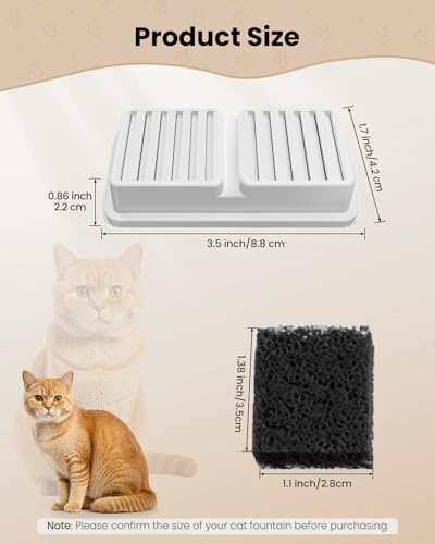 Cat Water Fountain 6 Filters & 6 Sponges Replacement Cartridge for Cats Pet Water Dispenser