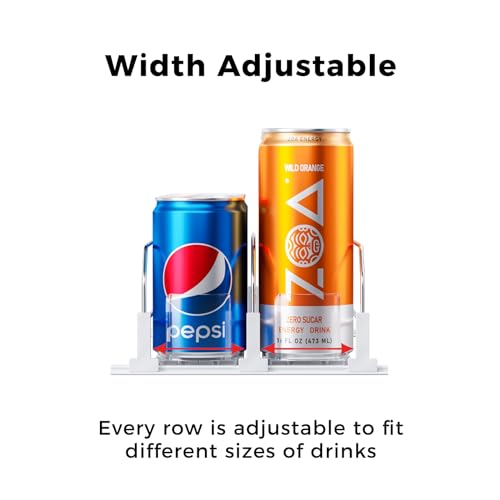 Puricon Drink Organizer for Fridge Pusher Glide, Spring Loaded Fridge Drink Dispenser, Self Pushing Soda Can Organizer for...