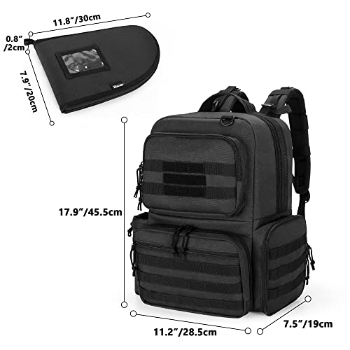 DSLEAF Tactical Pistol Backpack with 4 Pistol Cases, Gun Backpack for Handgun with 17x Magazine Slots for Hunting and Shoo...