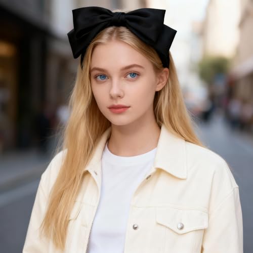 DOPENSPI Wide Bow Headband for Women, Cute Bowknot Headbands Soft Hair Hoop Band Elastic Hair Accessories for Women Washin...