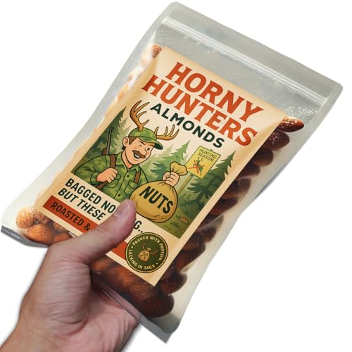 Horny Hunters Almonds - A Bold Roasted Snack for Outdoorsmen on the Trail. Funny Gag Gift for Hunters, Camo Men, and Deer ...