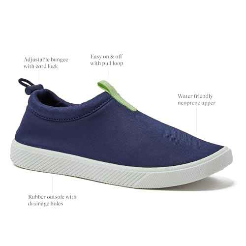 Lands' End Kids Water Shoes, Boys and Girls Water Shoes for Kids, Quick Dry Slip On Aqua Swim Shoes for Kids Pool or Beach, Purple Tie Dye or Navy Blue, Size 1 Little Kid to 7 Big Kid Youth