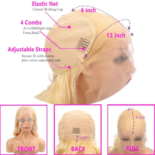 613 13x6 Lace Front Wig Human Hair Body Wave Blonde Wig Human Hair 613 HD Transparent Lace Frontal Wigs Human Hair Pre Plucked Blonde Human Hair Wig 20 Inch