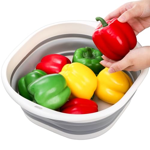 Goaste 3 Pack Collapsible Wash Basin, Portable Washing Basin, Foldable Dish Tub Square, Space Saving Plastic Washtub for D...