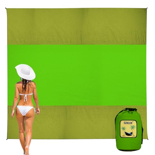 SZHLUX Beach Blanket,108" X 84" 1-5 Adults Extra Large Beach Mat, Big & Compact Sand Free Mat Quick Drying for Travel Camp...