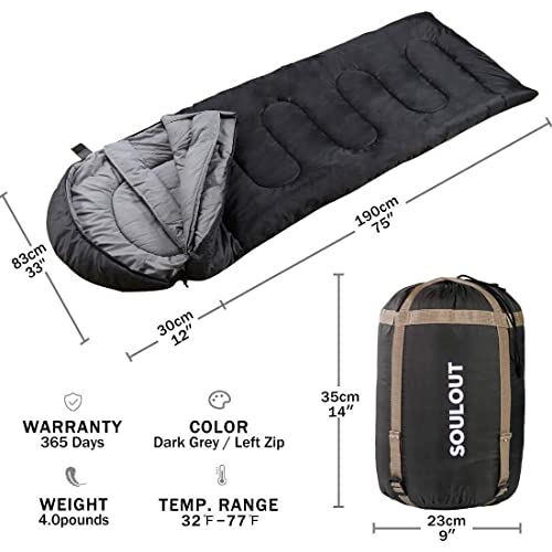 3-4 Season Sleeping Bag for Adults & Kids, Lightweight Warm Cold Weather Camping Bag with Waterproof Compression Sack – Po...