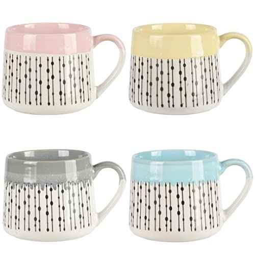 Gibson Home Morning Mist 15 OZ 4 Pack Belly Shaped Stoneware Mugs