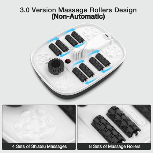 HOSPAN Collapsible Foot Spa with Heat, Bubble, Red Light, and Temperature Control, Foot Bath Massager with 8 Shiatsu Massa...