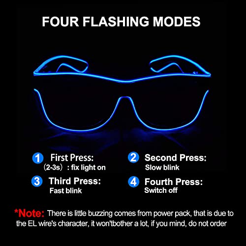 YouRfocus Wireless Led Light up Glasses 2 Pack Glow in The Dark Neon Rave Glasses for Rave Party, EDM, Halloween, Christma...